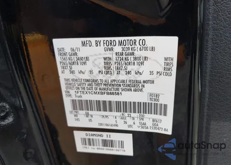 2011 Ford F-150 Xlt z USA, uszkodzony, nr VIN 1FTEX1CMXBFB88581